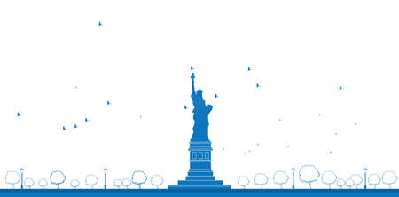 Outline Statue of Liberty New York. Vector Illustrationのイラスト素材