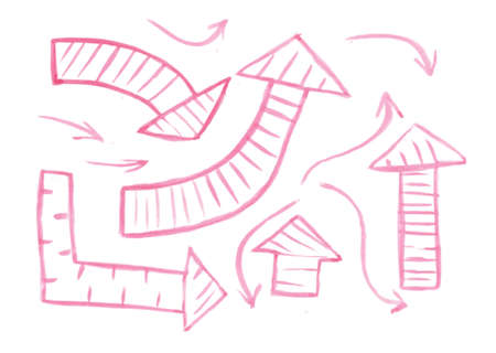 Set of hand-drawn watercolor arrows Vector illustrationのイラスト素材