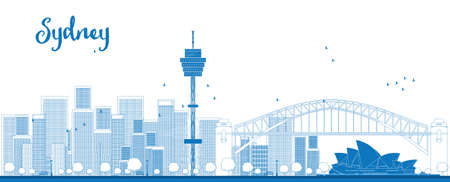 Outline Sydney City skyline with skyscrapers. Vector illustrationのイラスト素材