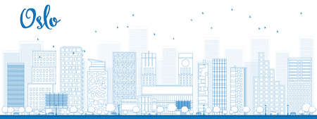 Outline Oslo Skyline with Blue Building. Vector Illustrationのイラスト素材