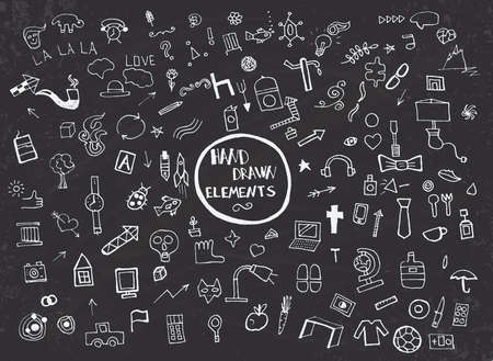 Pattern with Hand Drawn Icons and Elements. Vector Illustrationのイラスト素材