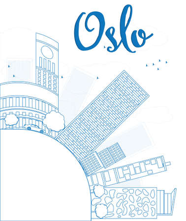 Outline Oslo Skyline with Blue Building and copy space. Vector Illustrationのイラスト素材