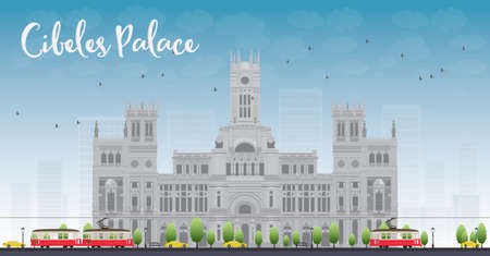 Cibeles Palace Palacio de Cibeles Madrid Spain. It was home to the Postal and Telegraphic Museum until 2007. Vector illustrationのイラスト素材