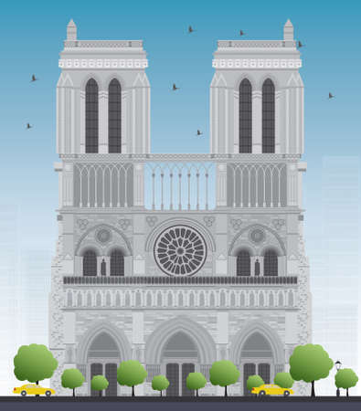 Notre Dame Cathedral - Paris. Vector illustrationのイラスト素材