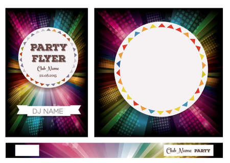 Club Flyers with copy space and rainbow background. Vector illustrationのイラスト素材