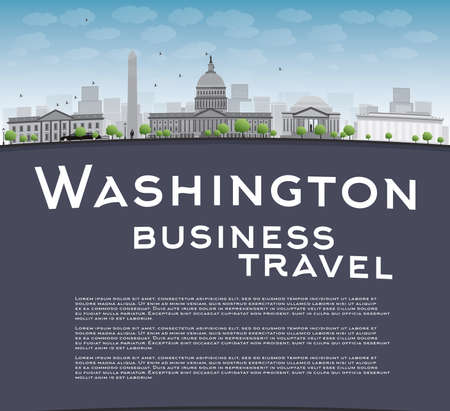 Washington DC city skyline with copy space. Business travel concept. Vector illustration with cloud and blue skyのイラスト素材
