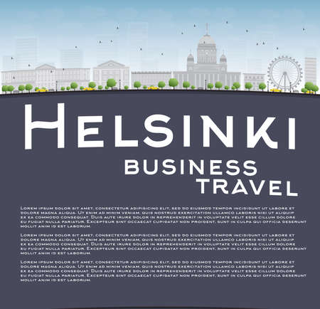 Helsinki skyline and copy space. Business travel concept. Vector Illustrationのイラスト素材