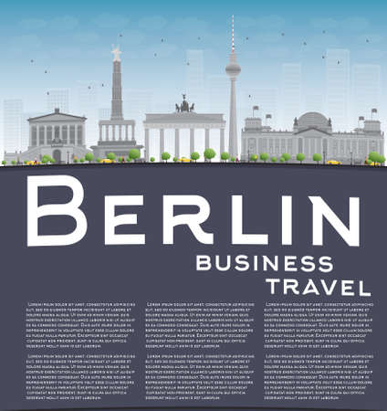 Berlin skyline with grey building, blue sky and copy space. Business travel concept. Vector illustrationのイラスト素材