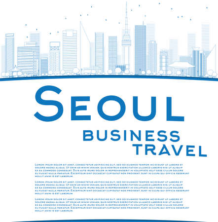 Outline Seoul skyline with blue building and copy space. Business travel concept. Vector illustrationのイラスト素材