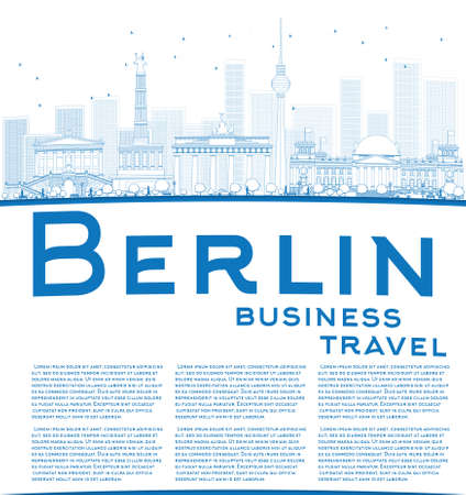 Outline Berlin skyline with blue building and copy space. Business travel concept. Vector illustrationのイラスト素材