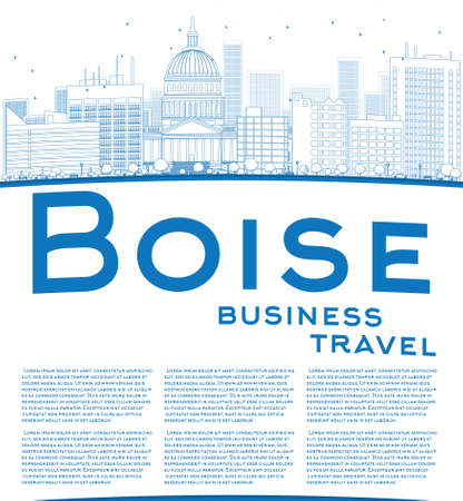 Outline Boise Skyline with Blue Building and copy space. Business travel concept. Vector Illustrationのイラスト素材