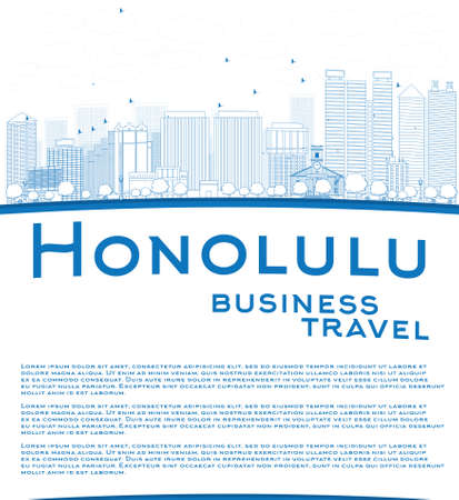 Outline Honolulu Hawaii skyline with blue buildings and copy space. Business travel concept. Vector illustrationのイラスト素材