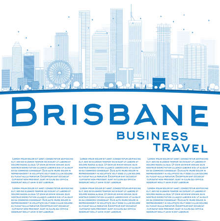 Outline Brisbane skyline with blue building and copy space. Business travel concept. Vector illustrationのイラスト素材
