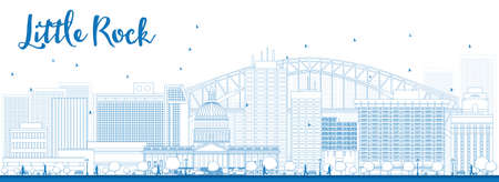 Outline Little Rock Skyline with Blue Buildings. Vector Illustrationのイラスト素材