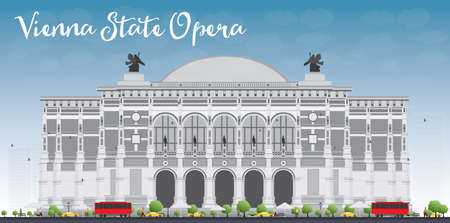Vienna State Opera. Vector illustration. Business and tourism concept with landmark. Image for presentation, banner, placard or web siteのイラスト素材