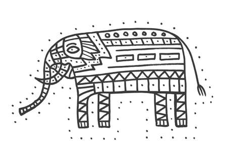 Hand drawn Elephant isolated on white background. Vector illustration.のイラスト素材