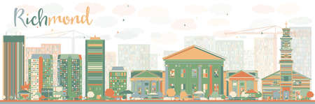 Abstract Richmond (Virginia) Skyline with Color Buildings. Vector Illustration. Business Travel and Tourism Concept with Modern Buildings. Image for Presentation, Banner, Placard and Web Site.のイラスト素材