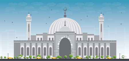 Al Fateh Grand Mosque in Manama City. Bahrain. Vector Illustration.のイラスト素材