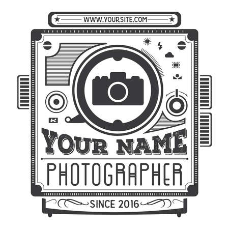 Retro vintage logotype of old camera for photographers.のイラスト素材