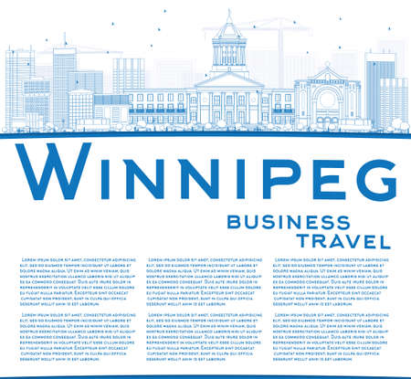 Outline Winnipeg Skyline with Blue Buildings and Copy Space. Vector Illustration. Business Travel and Tourism Concept with Modern Buildings. Image for Presentation Banner Placard and Web Site.のイラスト素材