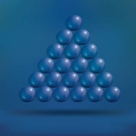 Transparent Soap Bubbles in Pyramid on Blue Background. Vector Illustration.のイラスト素材