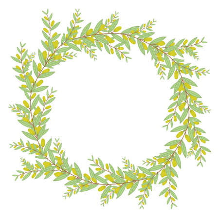 Olive wreath. Isolated vector illustration on white background. Organic and natural concept.のイラスト素材
