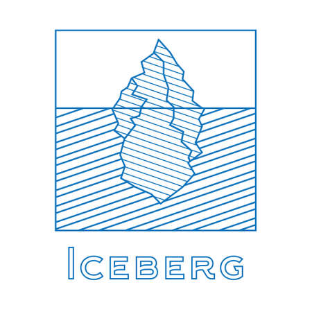Iceberg in linear style. Outline iceberg isolated on white background. Vector illustration. Icon with iceberg. Iceberg for logotype.のイラスト素材