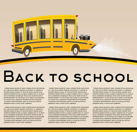 School Bus. Vector Illustration. Racing Bus in Cartoon Style with Big Engine and Copy Space.のイラスト素材