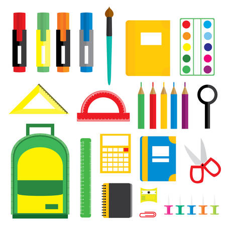 Set of school supplies. Vector illustration.のイラスト素材