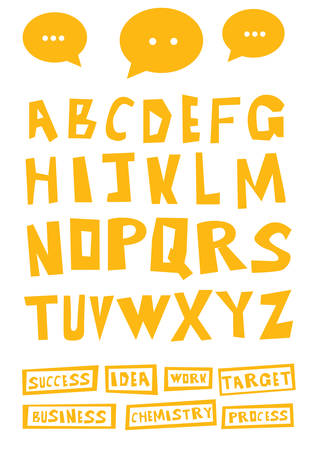 Hand Drawn Decorative Cartoon ABC Letters. Vector illustration. Great Font for Business Presentations or Schemes.のイラスト素材