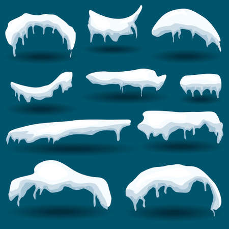 Snow Cap Set. Vector Illustration. Winter Design Elements.のイラスト素材