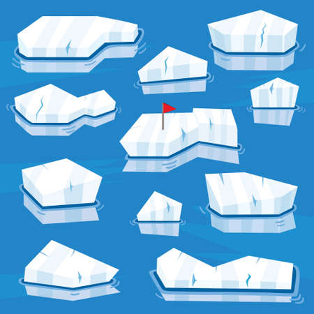 Cartoon Icebergs Set. Vector Illustration. Detail for Game Design. Arctic Level.のイラスト素材