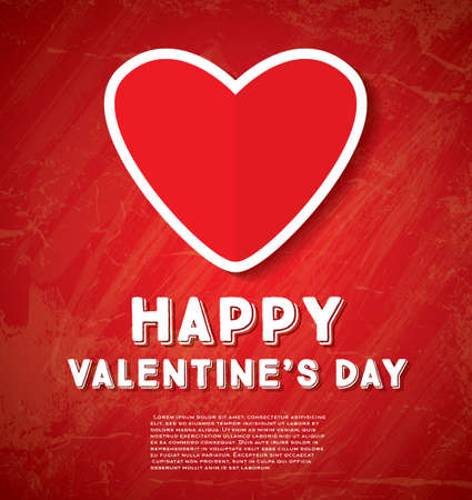 Happy Valentine's Day Greeting Card with Red Heart. Vector Illustration.のイラスト素材