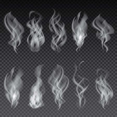 Smoke Set Isolated on Transparent Background. Vector Illustration.のイラスト素材