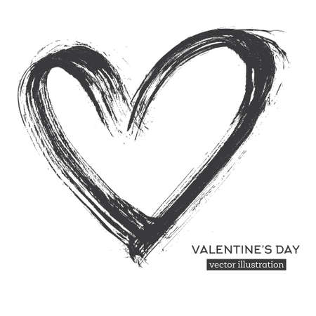 Hand Drawn Calligraphy Heart Isolated on White Background. Vector Illustration.のイラスト素材