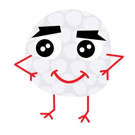 Cute Golf Ball Cartoon Character. Vector Illustration.のイラスト素材
