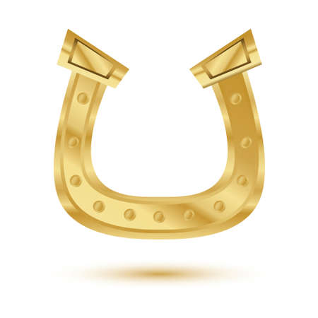 Golden Horseshoe Isolated on White Background. Vector Illustration.のイラスト素材