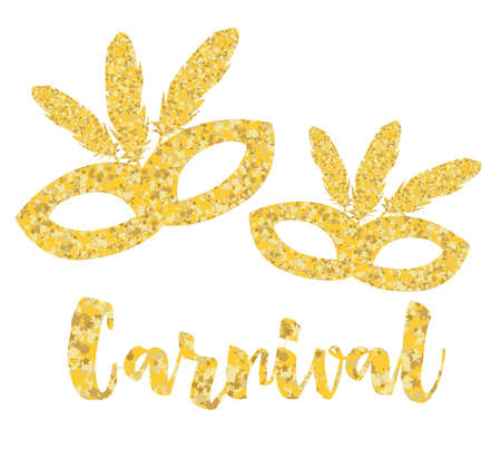 Gold Carnival Mask, Masquerade, Mardi Gras. Vector Illustration.のイラスト素材