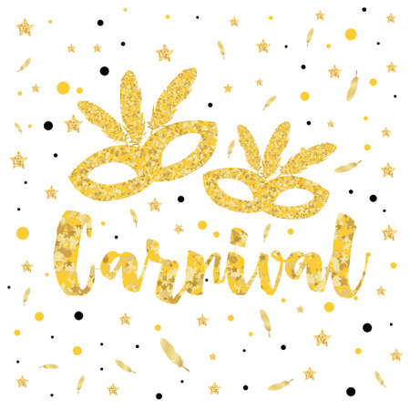 Gold Carnival Mask for Masquerade and Mardi Gras.のイラスト素材