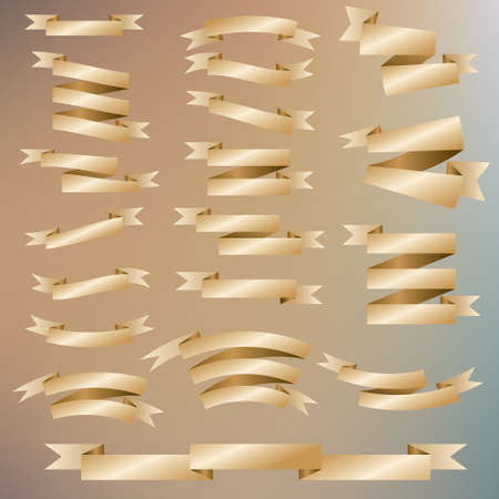 Golden Ribbon Set. Vector Illustration.のイラスト素材