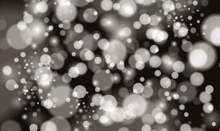 Silver Bokeh Lights and Sparkles on Black Background. Vector Illustration.のイラスト素材