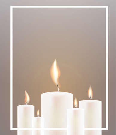 Five Candle Flame and White Frame. Vector Illustration.のイラスト素材
