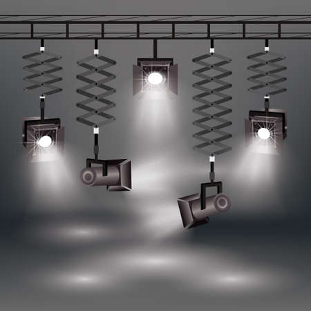 Realistic Spotlights Set. Vector Illustration.のイラスト素材