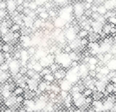 Silver Bokeh Lights and Sparkles on Transparent Background. Vector Illustration.のイラスト素材