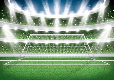Soccer Stadium. Goal Post. Football Arena. Vector Illustration.のイラスト素材