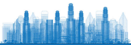 Outline Skyline with City Skyscrapers. Vector illustration.のイラスト素材