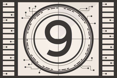 Old Film Movie Countdown Frame. Vector Illustration.のイラスト素材