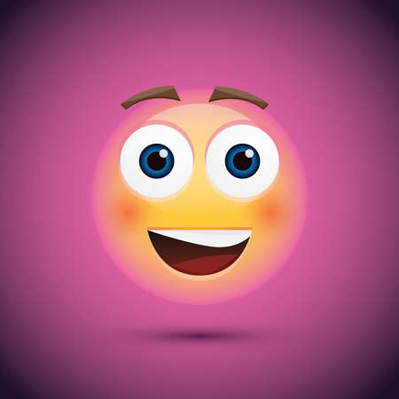 Happy emoji smiley on purple background. Vector illustration.のイラスト素材