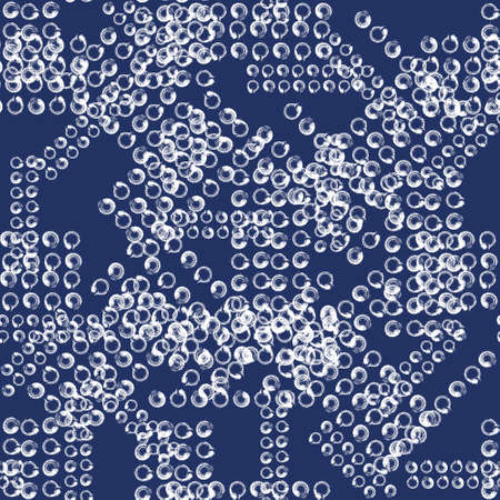 Hand Drawn Seamless Shibori Print. Ink Textured Japanese Background. Blue and White.の写真素材