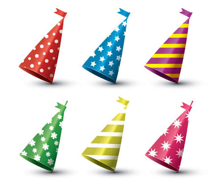 Party Hat Isolated Set on White Background. Vector Illustration.のイラスト素材